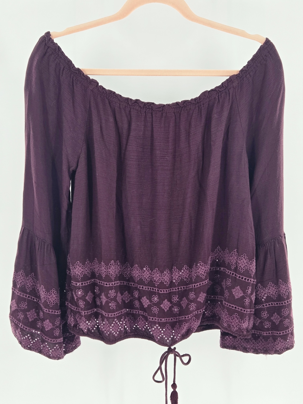 Altar'd State M Off-Shoulder Bell-Sleeve Boho Prairie Cottage Pioneer 100% Rayon - Picture 10 of 15
